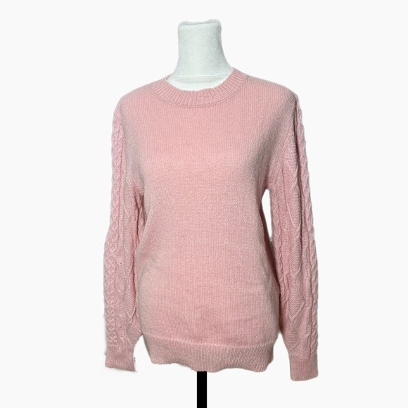 Rebecca Minkoff Designer Sweater Pink Penny Cable Knit Long Sleeve Women’s Sz S - Picture 4 of 12